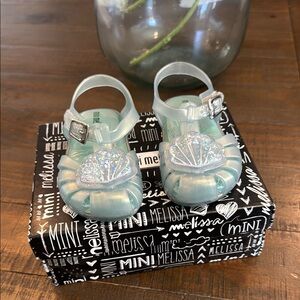 Mini Melissa Kids' Glitter Shell Sandals - Blue